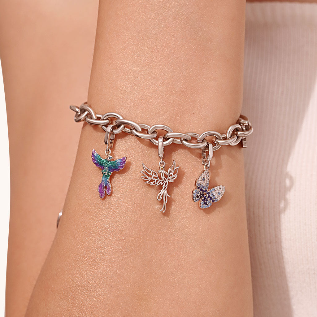 Gnoce Sterling Silver Phoenix Clasp Clusters Charm_6
