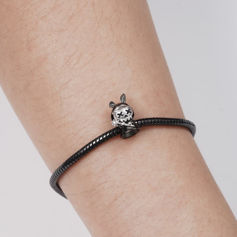 Violent Rabbit Charm Bead Sterling Silver two tone_3
