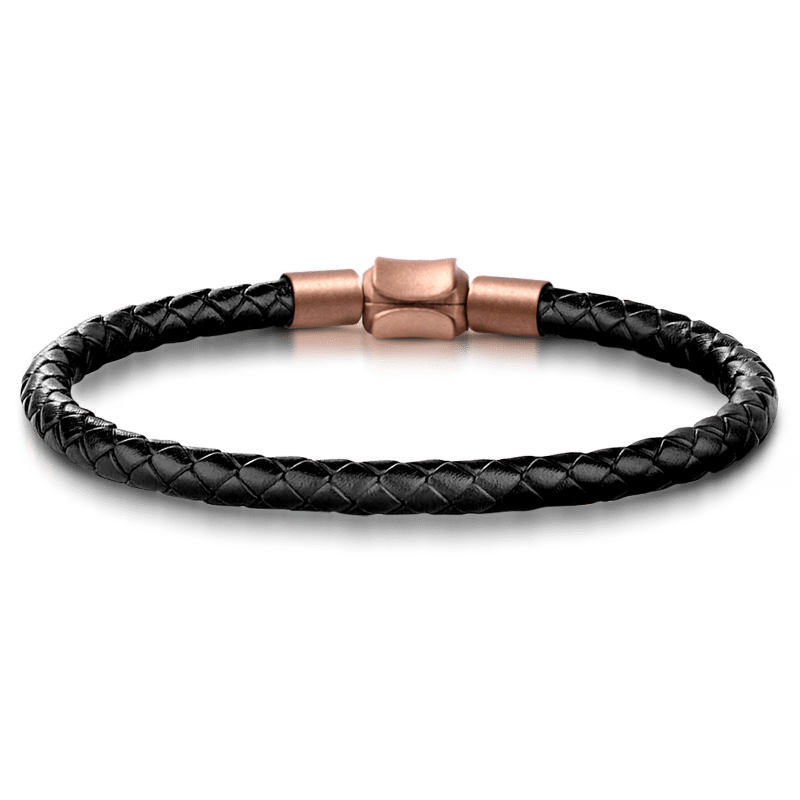 Hell's Gate Vintage Bead & Customized Classic Beads S925 Sterling Silver with Gift Copper Black Leather Men's Bracelet Jewelry for Men_4