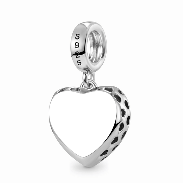 Gnoce Charm cœur pierre de naissance gravable Alliage argent plaqué platine