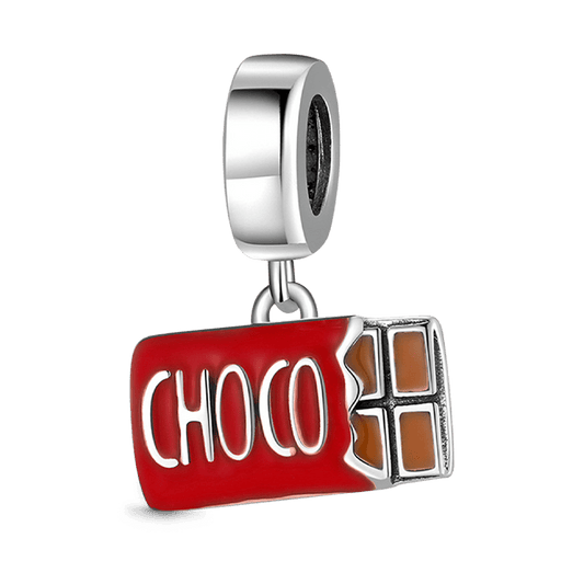 Chocolate Dessert Pendant Dangle Charm 925 Sterling Silver with Red Enamels_1