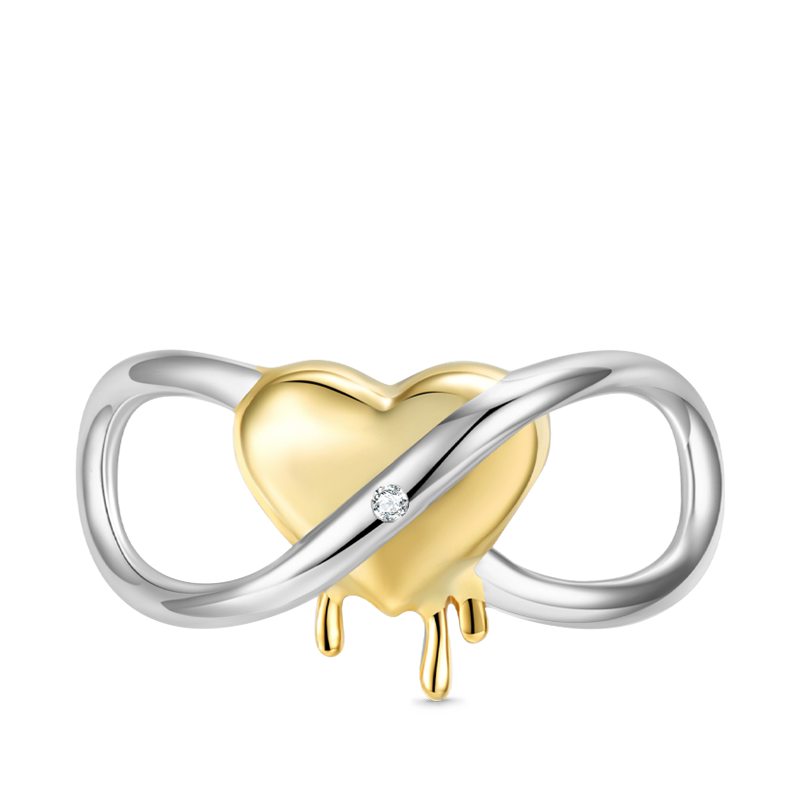 Infinite love Charm with 18K Gold Plated Heart Bead 925 Sterling Silver_1