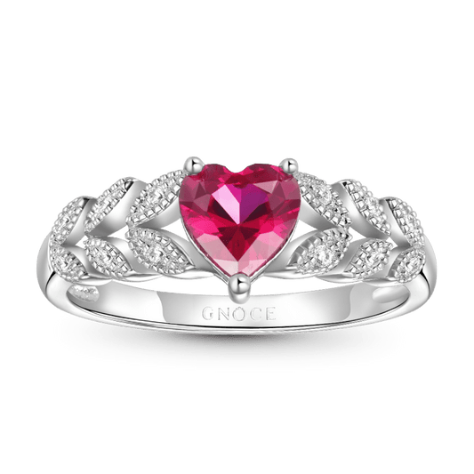 Gnoce Three Prong Heart Cut Garnet Engagement Ring_1
