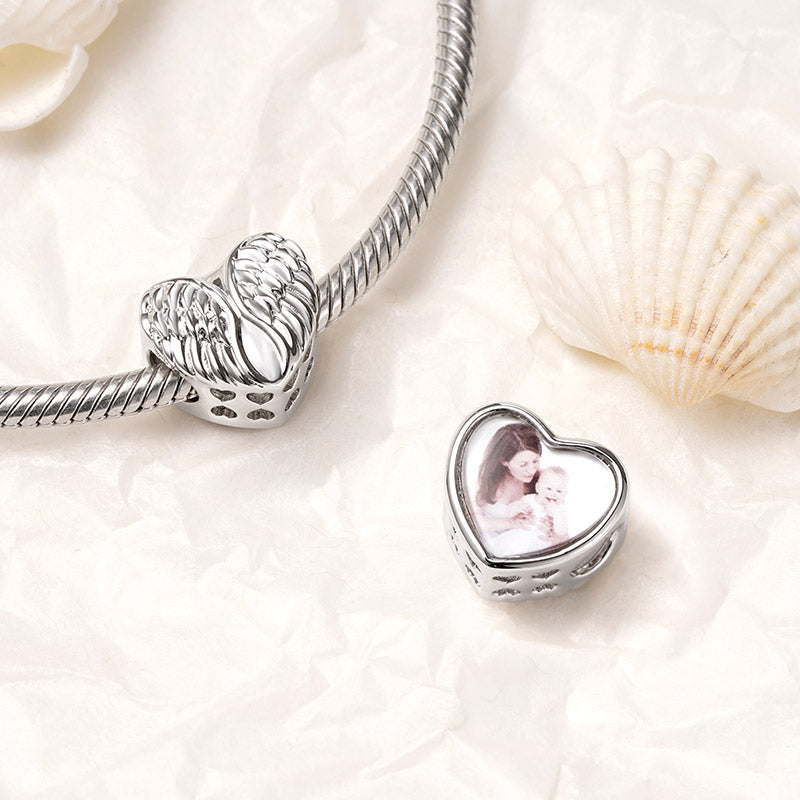 Gnoce "Guardian Angel" Wings Heart Personalized Photo Charm_3