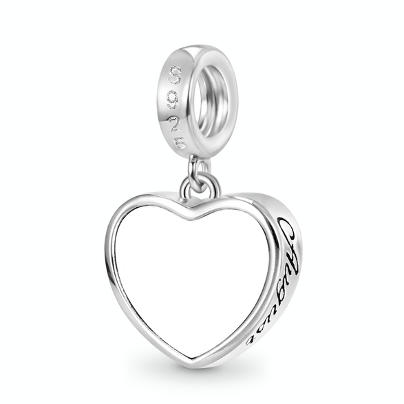 Gnoce Charme gravable en forme de cœur de pierre de naissance d'août Alliage argent plaqué platine
