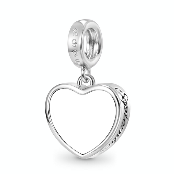 Gnoce Charme Cœur Gravable Pierre de Naissance de septembre Alliage argent plaqué platine