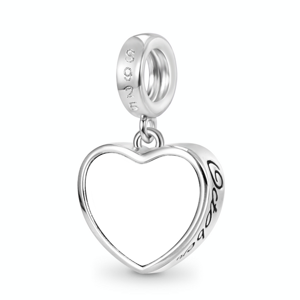 Gnoce Charme gravable en forme de cœur de pierre de naissance d'octobre Alliage argent plaqué platine