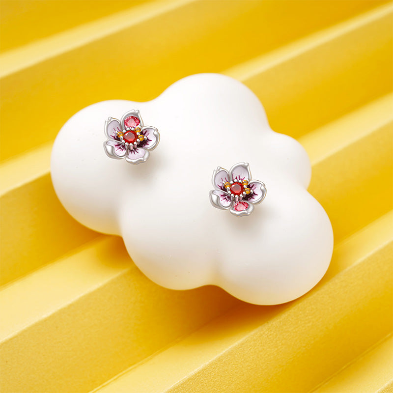 Gnoce Pink Cherry Blossoms Stud Earrings_2