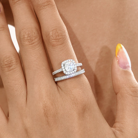 Gnoce Double Clear Square Cut Stackable Ring Set_5