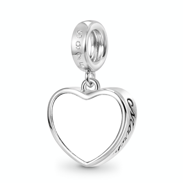 Gnoce Charm à graver en forme de cœur avec pierre de naissance de mars Alliage argent plaqué platine