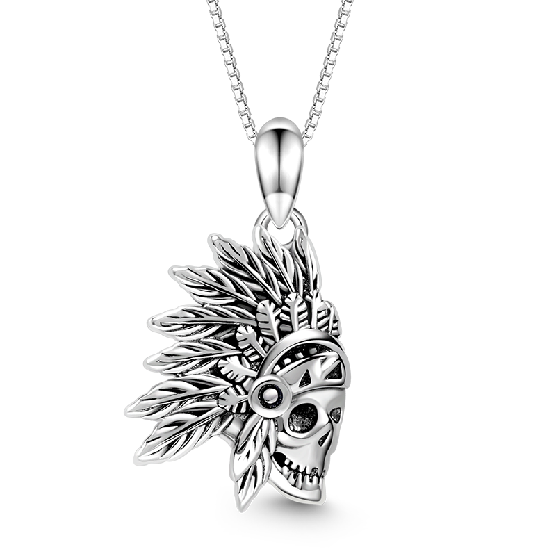 Gnoce Indian Blackened Skull Necklace_1