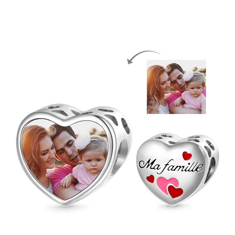 Gnoce Love "My Family" Heart Personalized Photo Charm_2