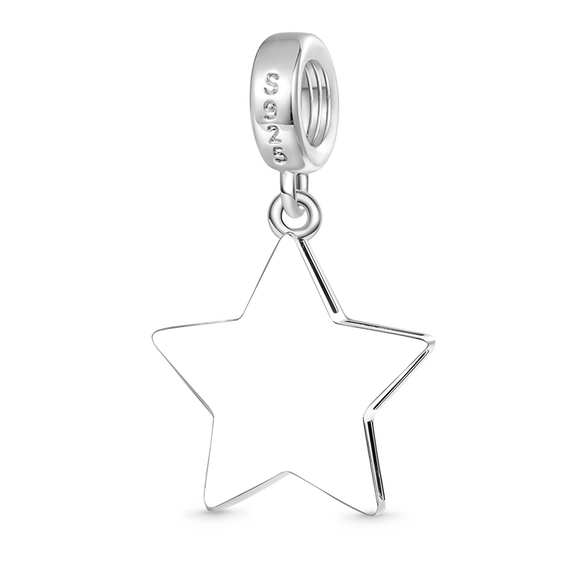 Gnoce Charme gravable étoile scintillante Alliage argent plaqué platine