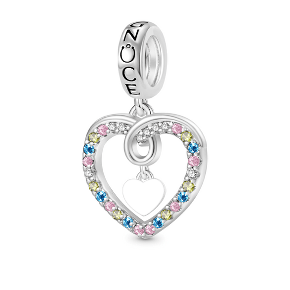 Gnoce Charm gravable en cœur coloré Alliage argent plaqué platine