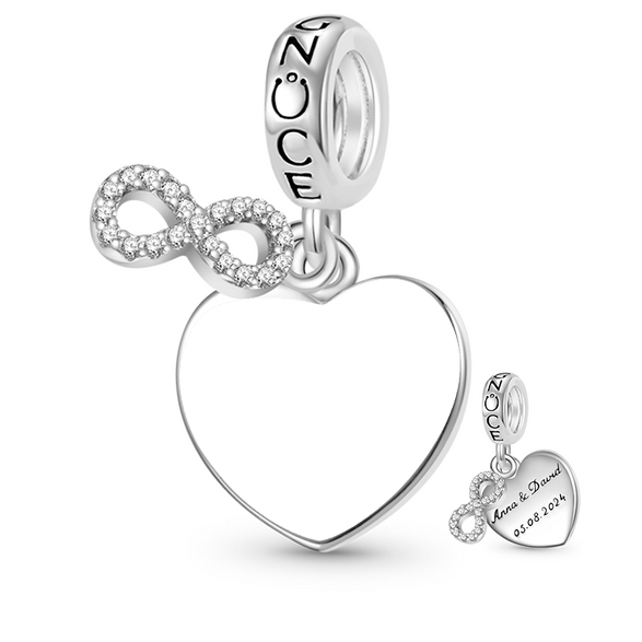 Gnoce Charm amour infini date de mariage gravable Alliage argent plaqué platine