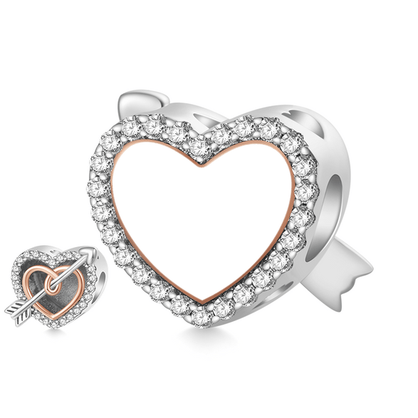 Gnoce charme gravable cœur flèche Alliage argent plaqué platine