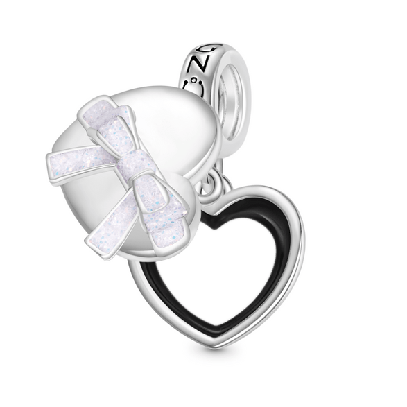 Gnoce Boîte-cadeau en forme de cœur Charm gravable Alliage argent plaqué platine