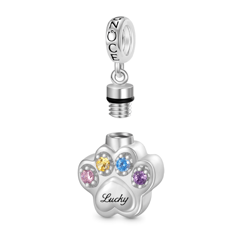 Gnoce Engravable Paw Urn Ashes Charm Platinum-plated Silver Blend_2