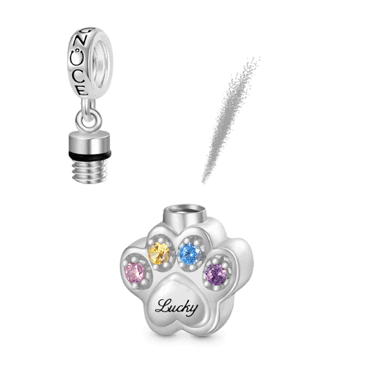 Gnoce Engravable Paw Urn Ashes Charm Platinum-plated Silver Blend_1