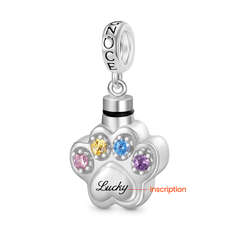 Gnoce Engravable Paw Urn Ashes Charm Platinum-plated Silver Blend_3