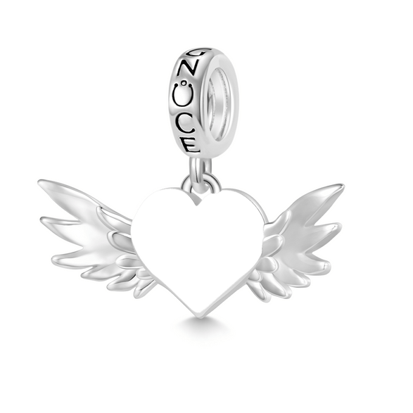 Gnoce Charm Ailes d'Amour Gravable Alliage argent plaqué platine