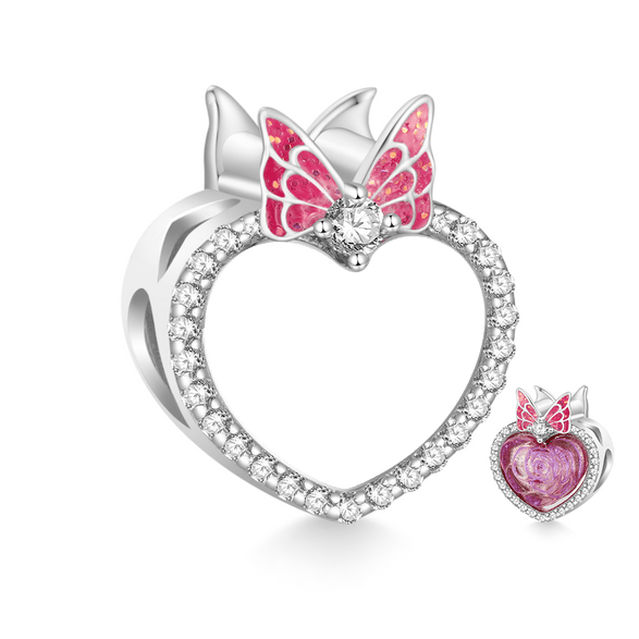 Gnoce Charme Rose Pink Coeur Gravable Alliage argent plaqué platine
