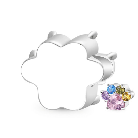 Gnoce Charm de patte d'animal gravable Alliage argent plaqué platine