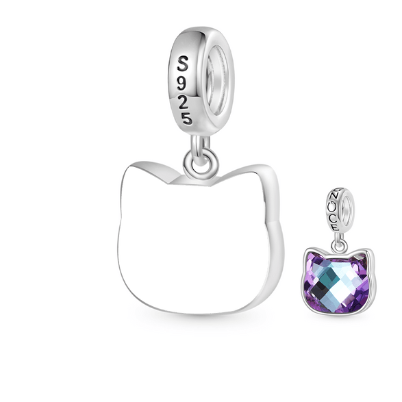 Gnoce Médaillon de tête de chat gravable Alliage argent plaqué platine