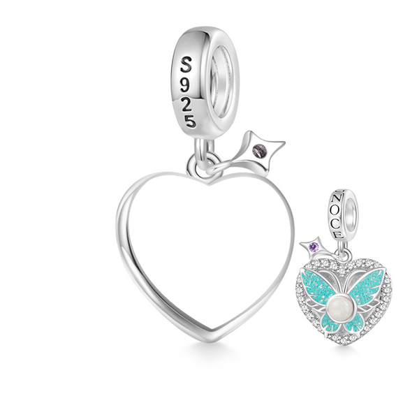 Gnoce Charme papillon lumineux gravable Alliage argent plaqué platine