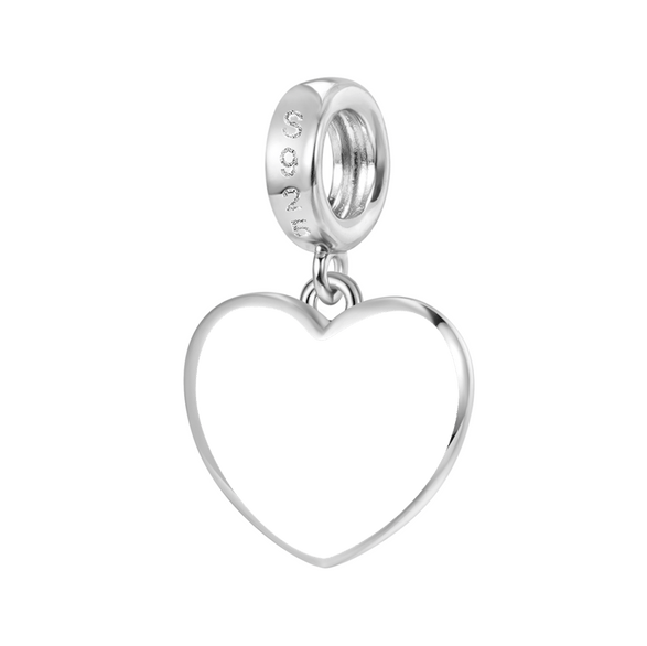 Gnoce Charm gravable en forme de cœur empreintes de bébé Alliage argent plaqué platine