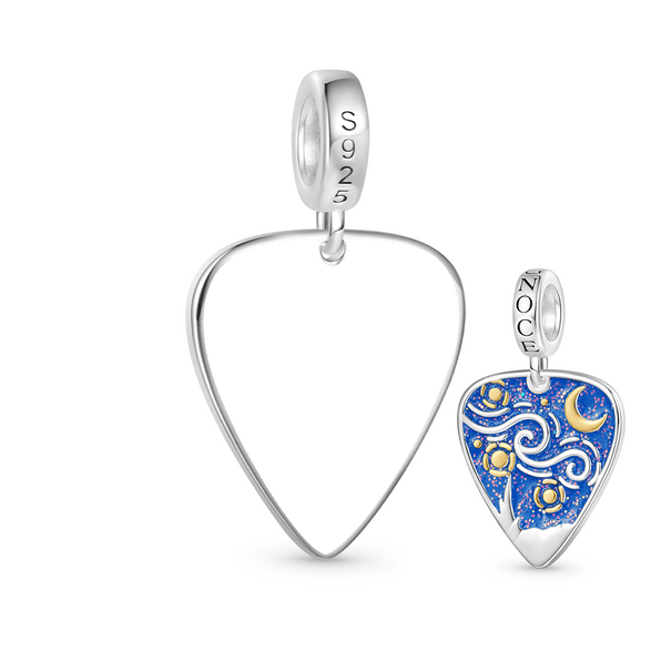 Gnoce Charm de médiator étoilé personnalisable Alliage argent plaqué platine