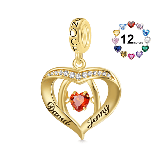 Gnoce Dancing Heart Engravable Birthstone Pendant Dangle Charm_1