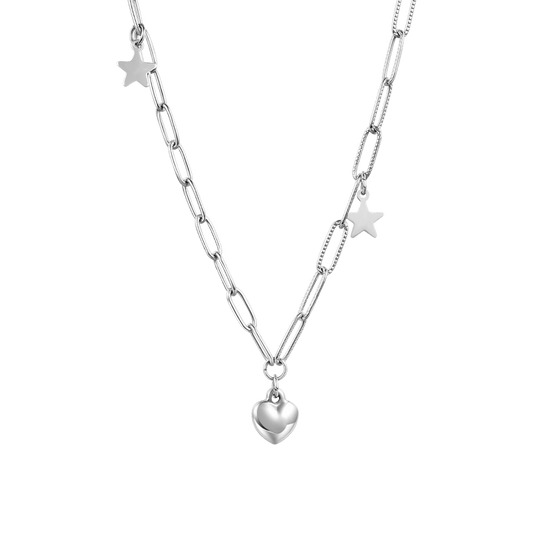 Gnoce Little Star Heart Link Chain Necklace_1