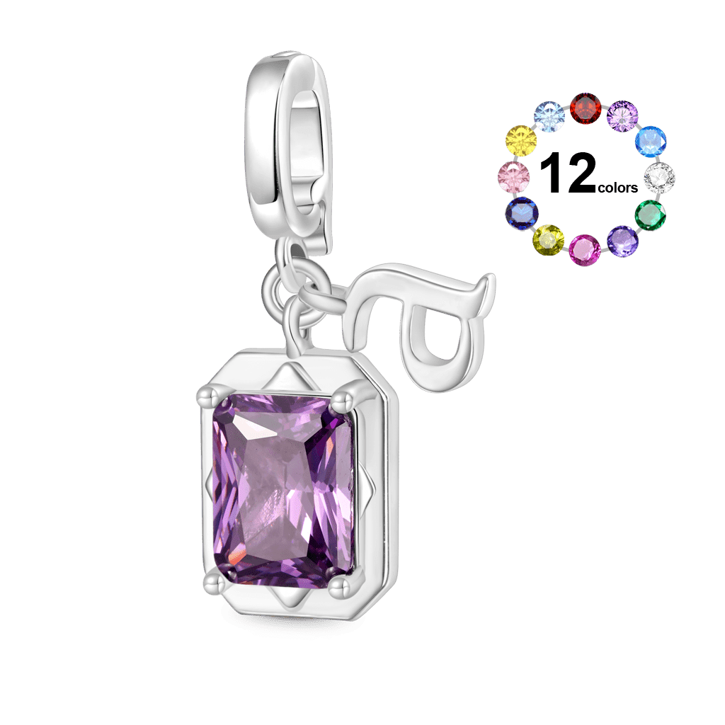 Gnoce Personalized Letter Square Birthstone Clasp Clusters Charm_1