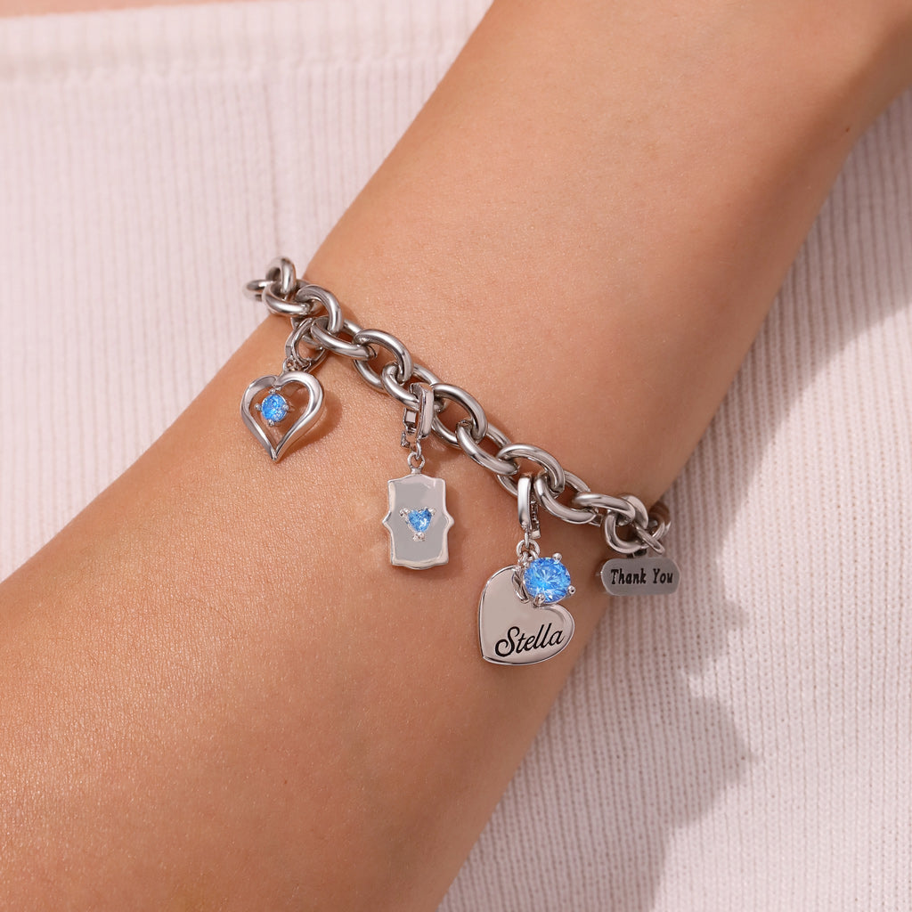 Gnoce Beating Heart Birthstone Clasp Clusters Charm_5