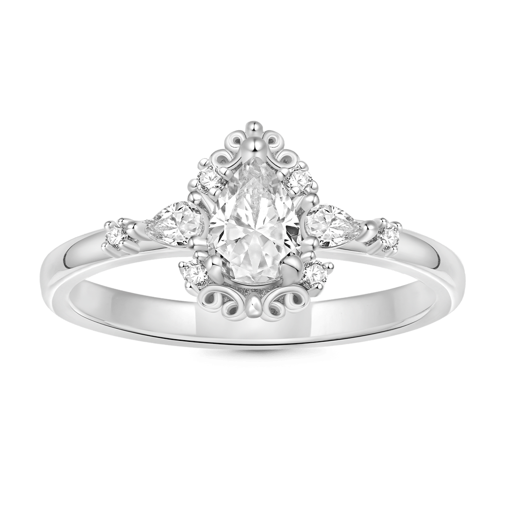 Gnoce Pear-cut Art Nouveau Bridal Ring_1