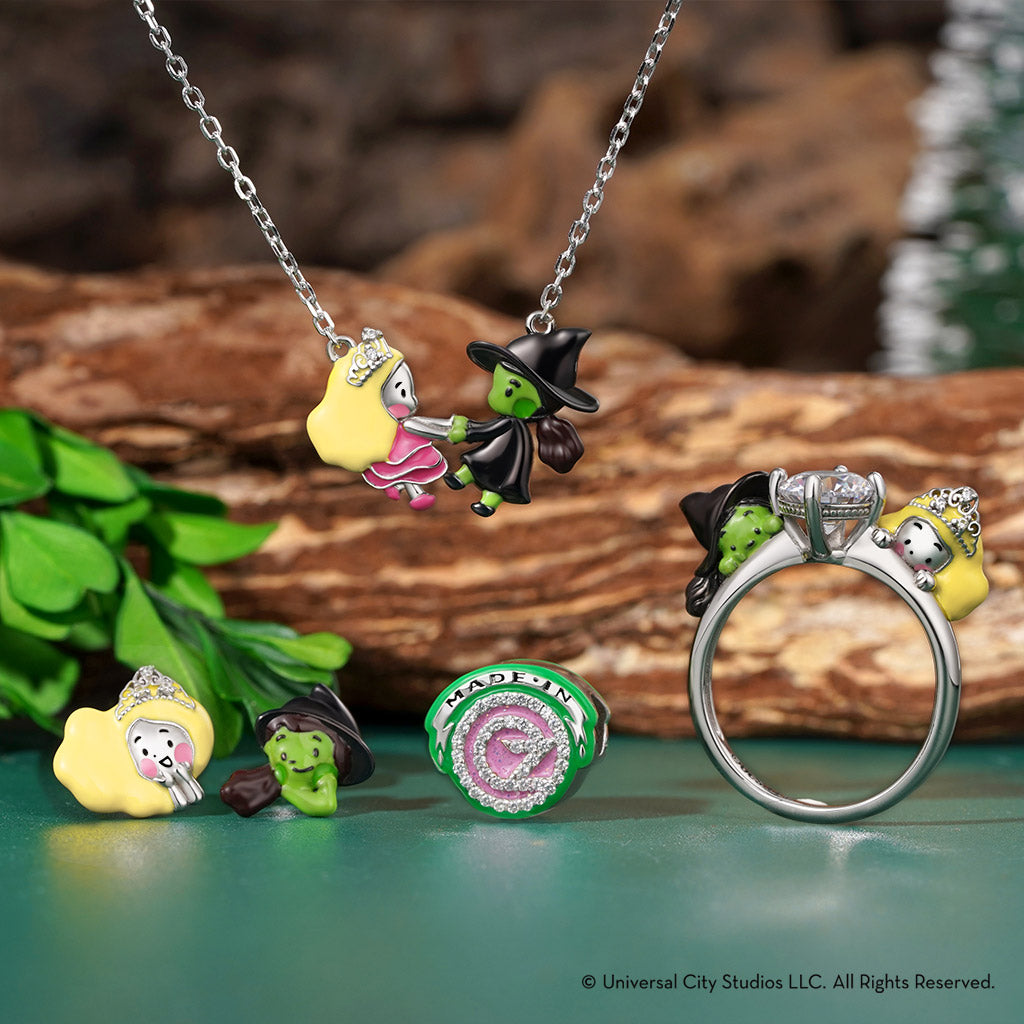 Gnoce Wicked Elphaba & Glinda Witch Hugs White Diamond Ring_3