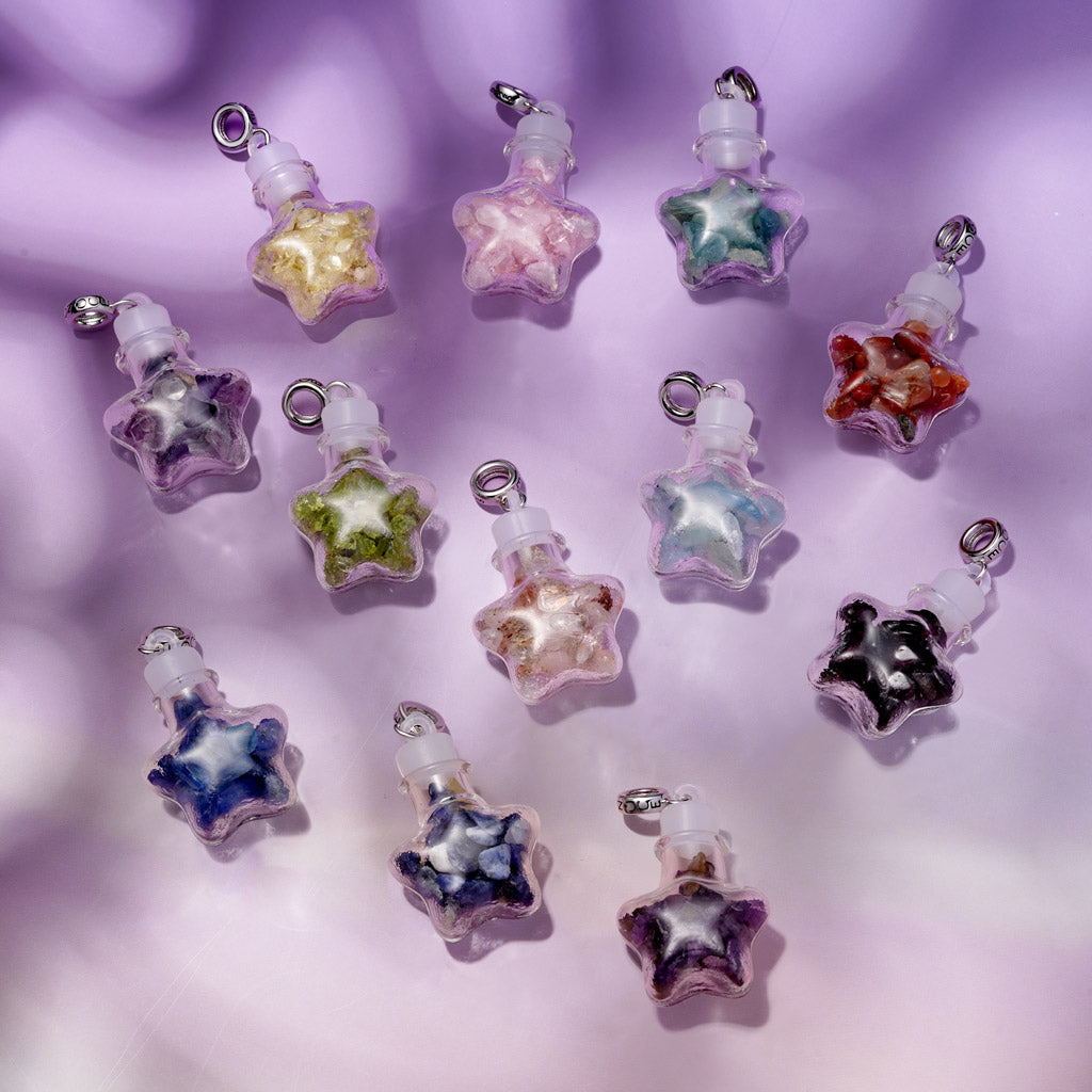 Gnoce Natural Peridot Star Bottle Pendant Dangle Charm_3