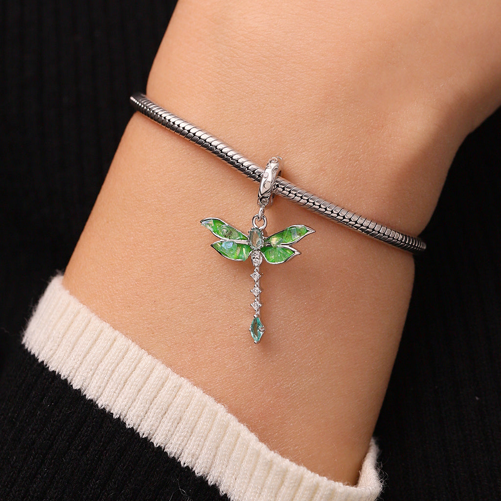 Gnoce Green Dragonfly Pendant Dangle Charm_7