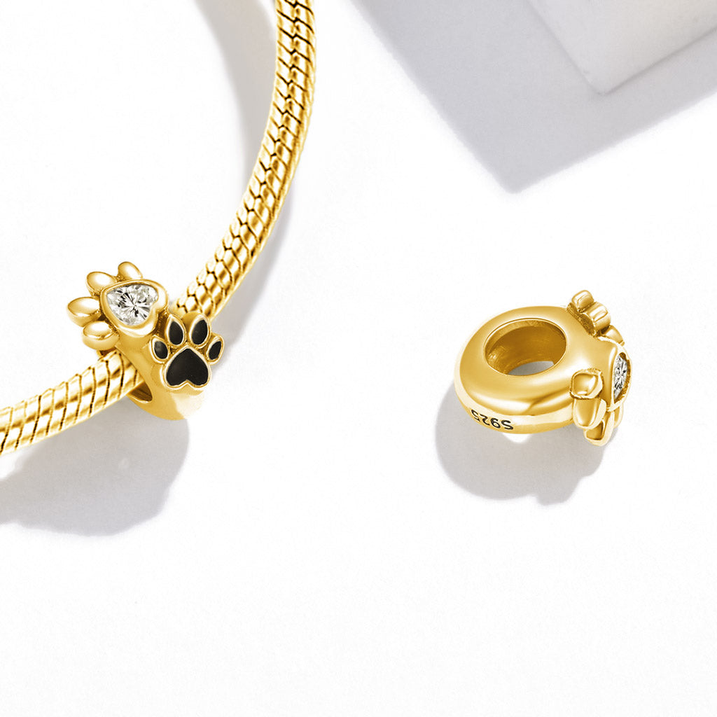 Gnoce 18k Gold Plated Pet Paws Stopper for Charm Bracelets_2
