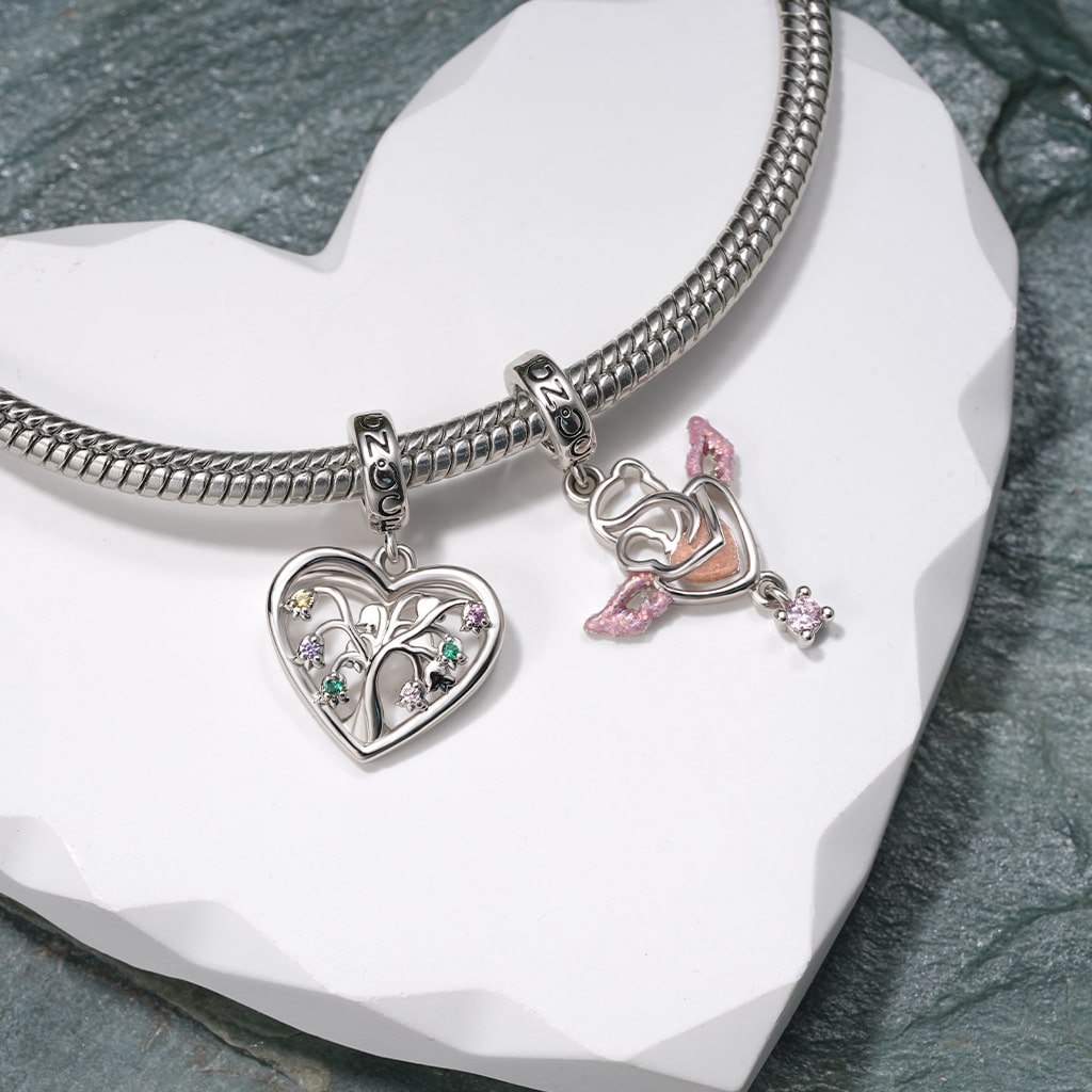 Gnoce Mother's Day Angel Glow-in-the-Dark Love Pendant Dangle Charm_5