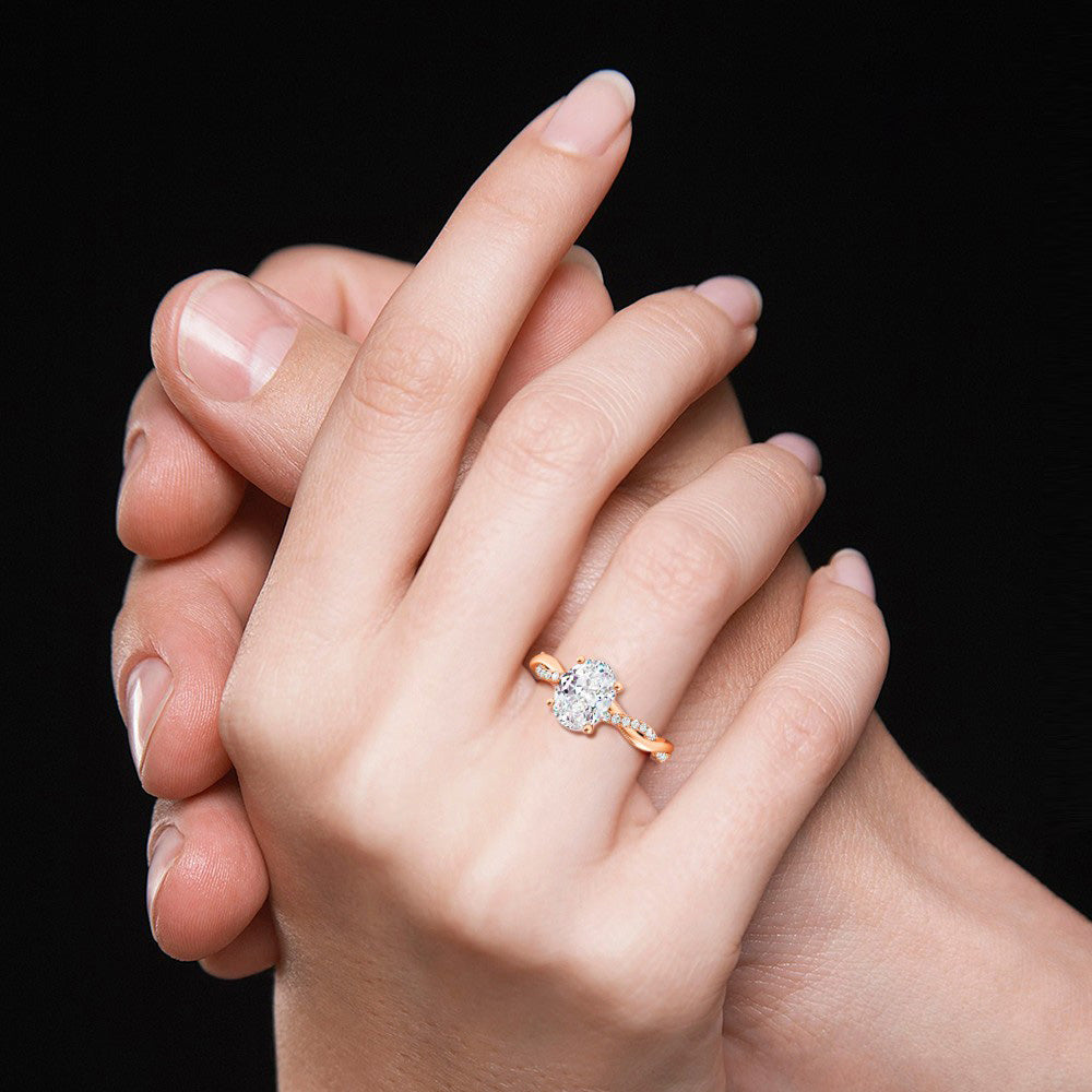 Solitaire Oval Cut Twisted Infinity Engagement Ring_6