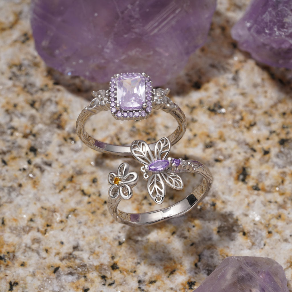 Gnoce Dragonfly Flower Natural Beauty Ring_3