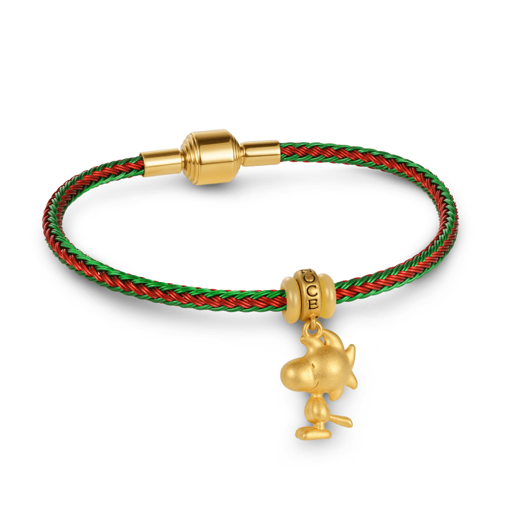 Gnoce Red & Green Cylindrical Snap Basic Bracelet with 2 Pieces of Stoppers_2