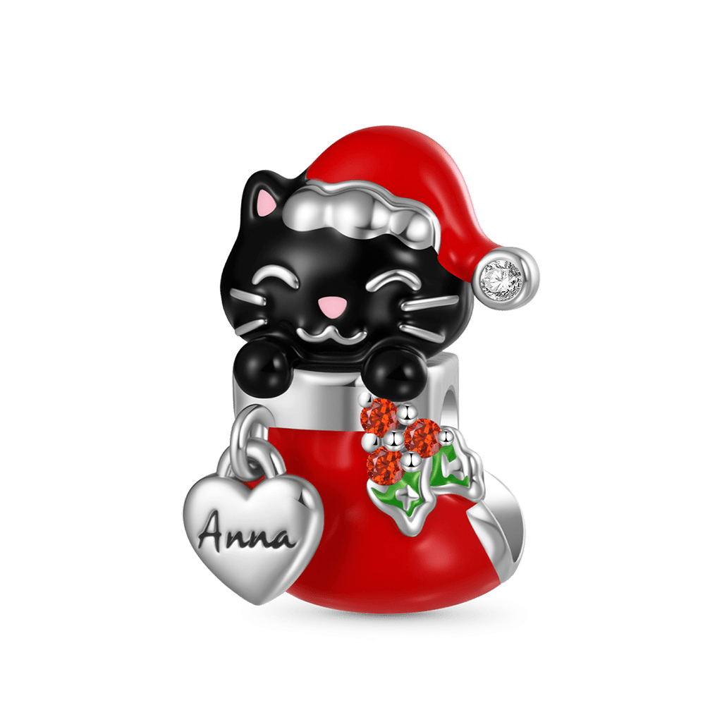 Gnoce Engravable Name Cat in Stocking Charm_1
