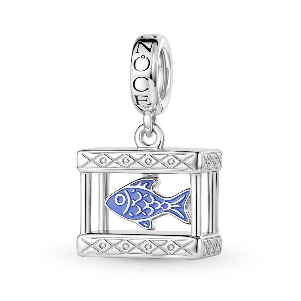 Gnoce Fish Tank Glow-in-the-Dark Charm Platinum-plated Silver Blend_2