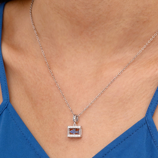 Gnoce Fish Tank Glow-in-the-Dark Charm Platinum-plated Silver Blend_3