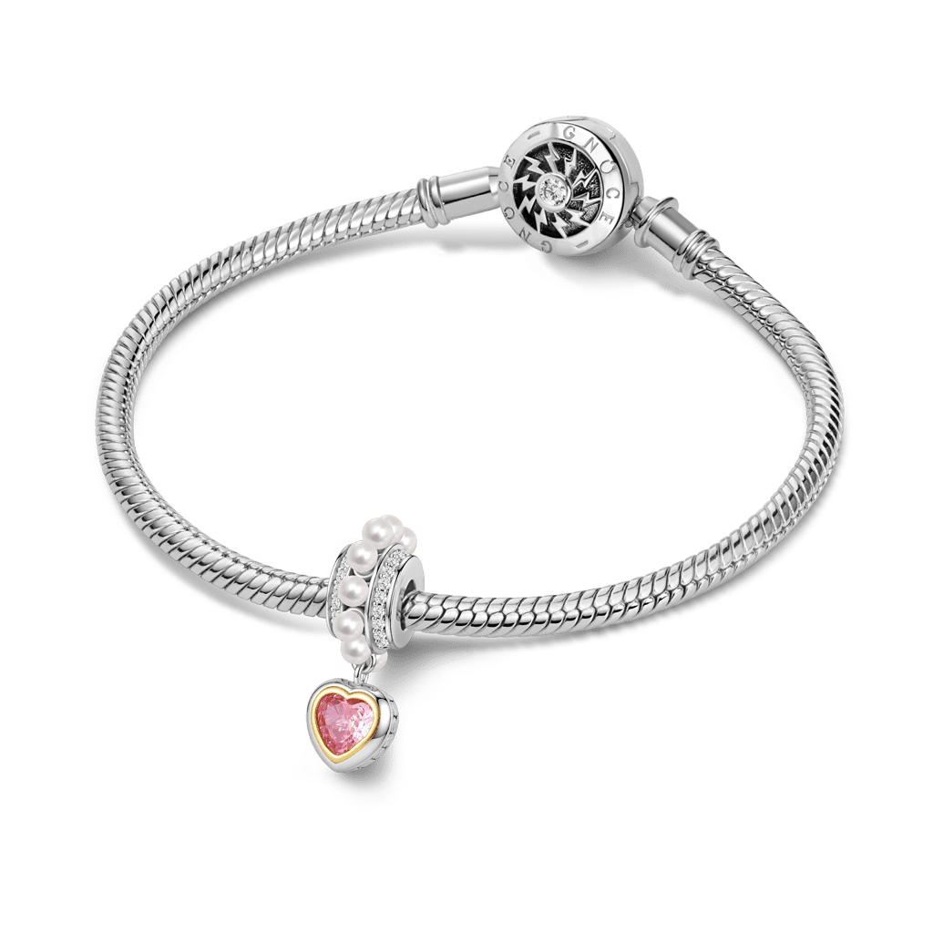 Gnoce Love Heart Pearl Charm Platinum-plated Silver Blend_3