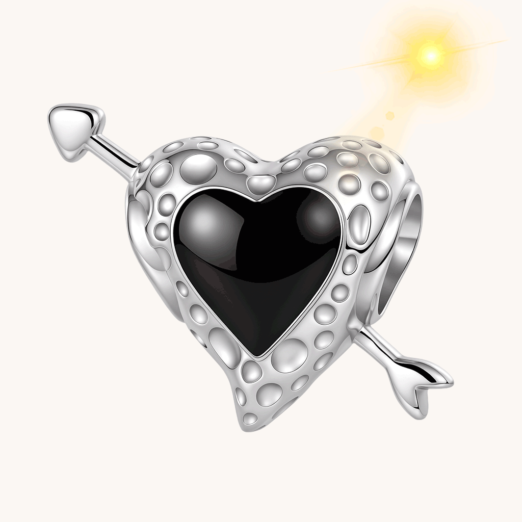 Gnoce Heart-shaped Meteorite Arrowhead Charm Platinum-plated Silver Blend_1
