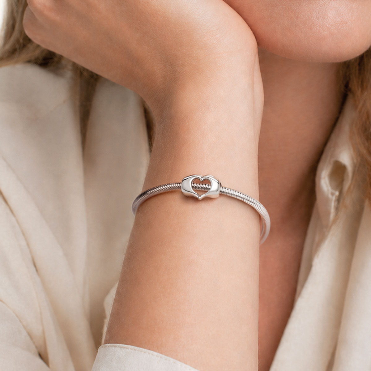 Gnoce Forever in Our Hearts Charm Platinum-plated Silver Blend_4